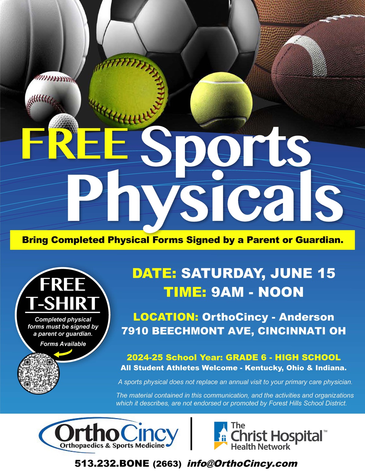 Flyer promoting the Free Sports Physical Event